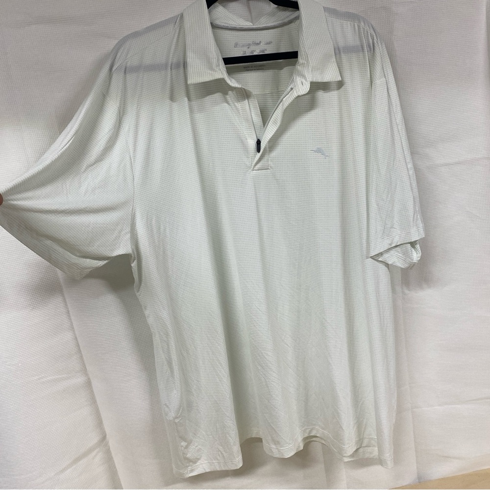 Tommy Bahama White/Blue Polo Shirt - Size XXL